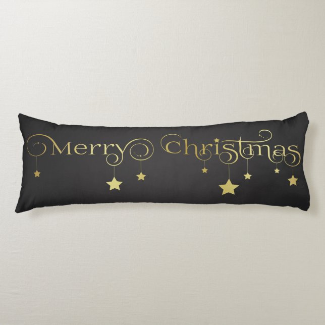 Coussins Longs Gold Joyeux Noël étoiles (Devant)