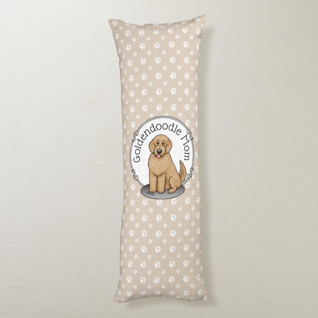 Coussins Longs Goldendoodle Mom Doodle Mom (rouge doré) (Dos (Vertical))