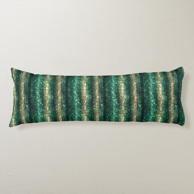 Coussins Longs Green Gold Glitter Christmas (Devant)
