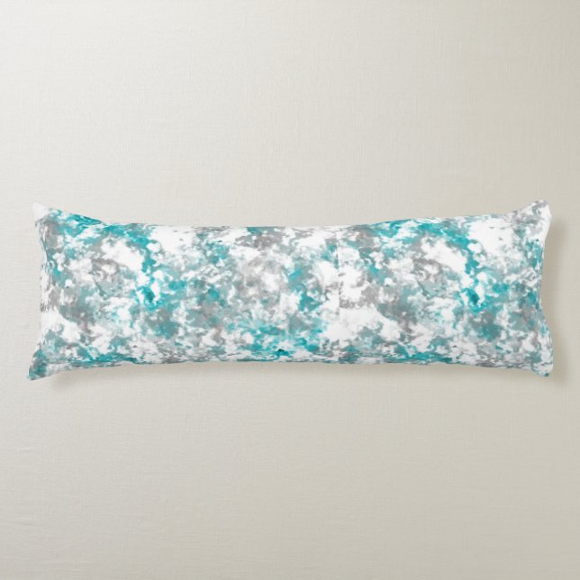 Coussins Longs gris turquoise et blanc abstrait (Devant)