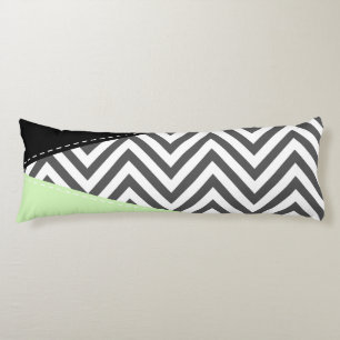 Coussins Longs Gris Zigzag, Gris Chevron, Motif Zigzag, Menthe