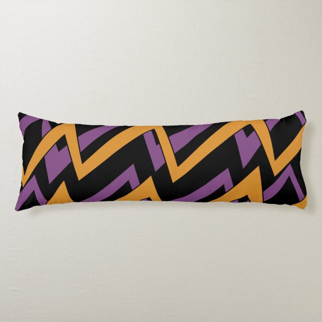 Coussins Longs Halloween Zig Zags Orange Violet (Devant)