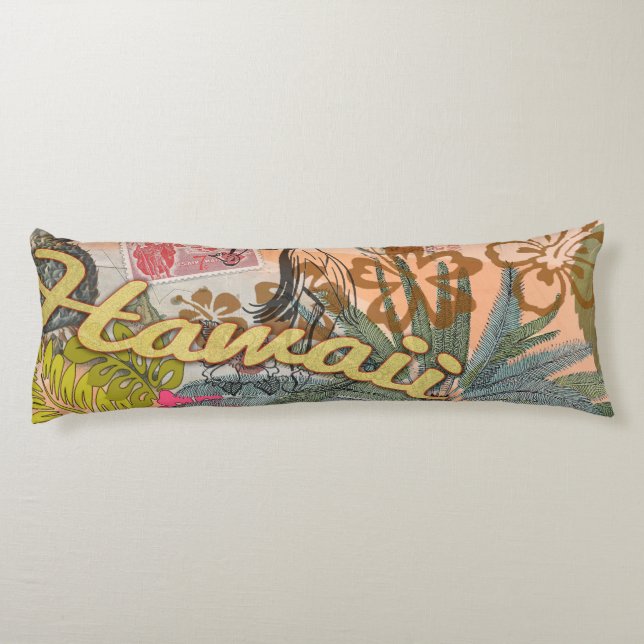 Coussins Longs Hawaii Hula Fleur Voyage Vintage (Dos)