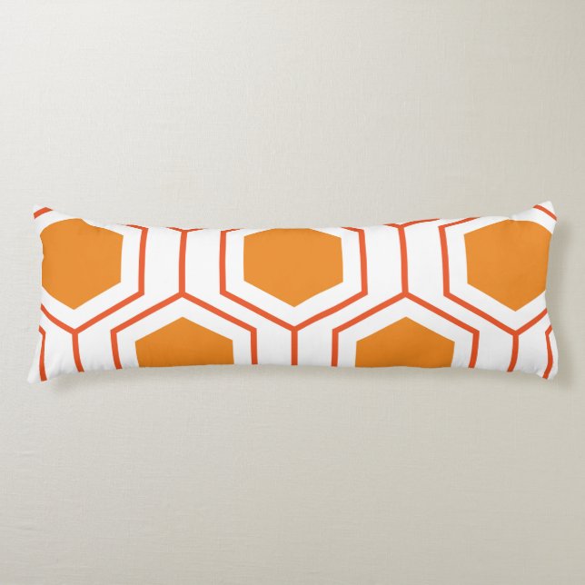 Coussins Longs Hexagon abstract geometrical pattern en orange et (Devant)