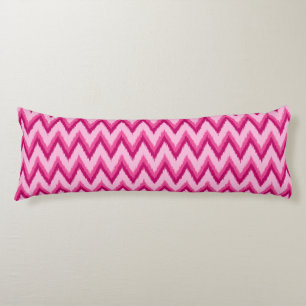 Coussins Longs Ikat Chevron Stripes - Fuchsia et rose pâle
