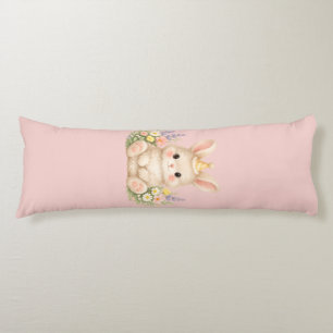 Coussins Longs Illustration de fleur sauvage de lapin pastel pour
