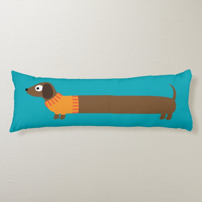 Coussins Longs Illustration de mignonne long Dachshund (Devant)