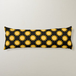 Coussins Longs Illustration de soleil brillant sur fond noir moti