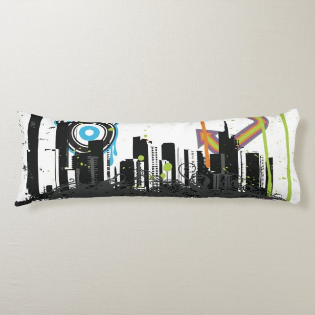 Coussins Longs Illustration d'un paysage urbain sale (Devant)
