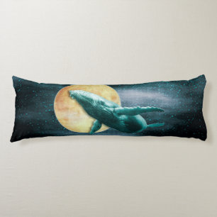 Coussins Longs Imaginaire baleine à bosse volant vers la lune - B