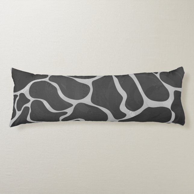 Coussins Longs Impression Giraffe noir et gris clair (Devant)