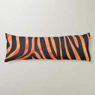 Coussins Longs Impression noire et orange Zebra
