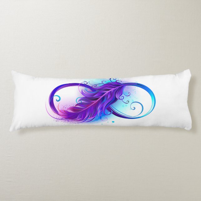Coussins Longs Infini avec plume violette (Devant)