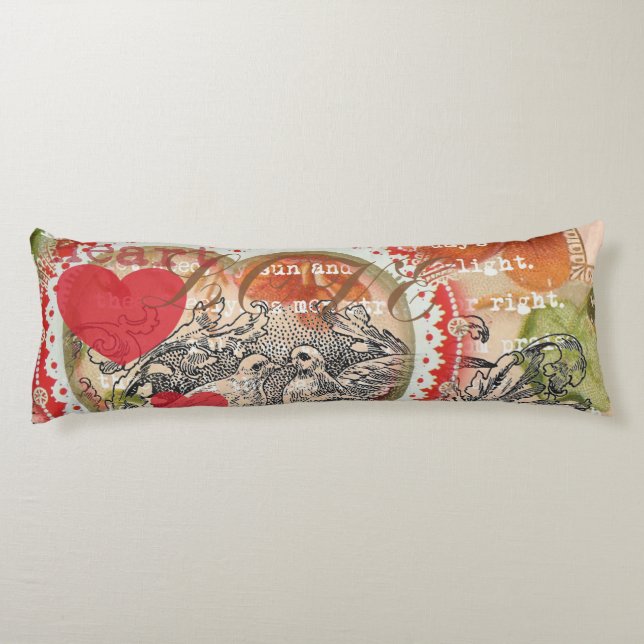 Coussins Longs Inséparables Heart Red Art Collage (Dos)