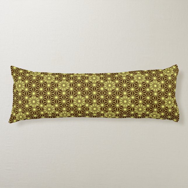 Coussins Longs Japonais Asanoha motif - marron et jaune (Devant)