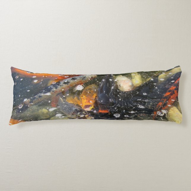 Coussins Longs Japonais Carpe Koi Poisson Natation (Devant)