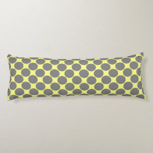 Coussins Longs Jaune avec points gris polka