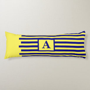 Coussins Longs Jaune Marine Bleu Monogrammes Nautiques Rayures mi