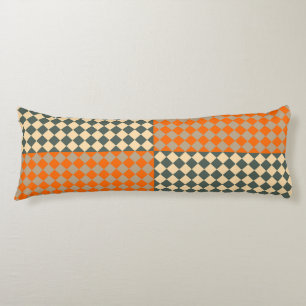 Coussins Longs Jaune Orange Taupe Damier Motif Diamant