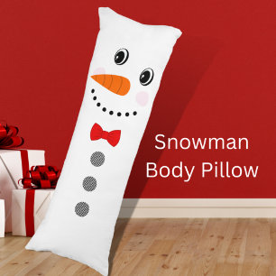Coussins Longs Joli bonhomme de neige personnalisé avec nœud papi