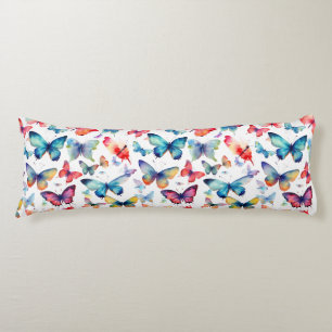 Coussins Longs Joli motif arc-en-ciel de papillon à l'aquarelle