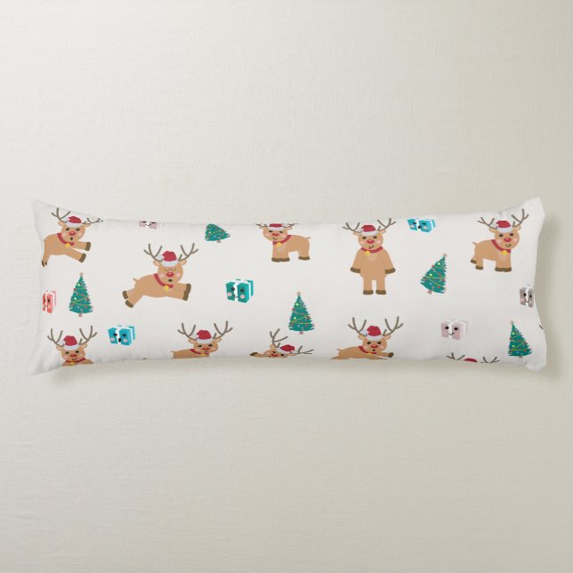 Coussins Longs Joli Noël Cerf Noël Cadeaux et Motif d'arbre (Devant)