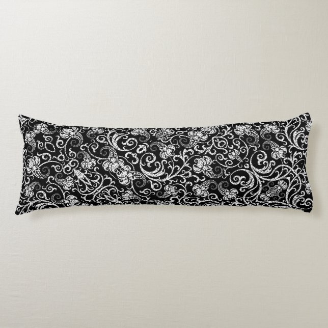 Coussins Longs Joli noir dalmate fleurs design arrière - plan (Devant)