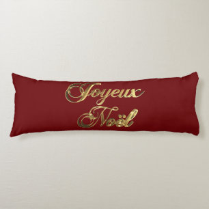 Coussins Longs Joyeux Noel Français Noël Rouge et or