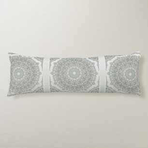 Coussins Longs Kaleidoscope Fractal Mandala - vert gris