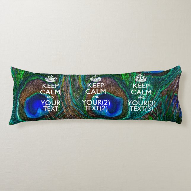 Coussins Longs KEEP CALM personnalisé et votre texte pour Peacock (Devant)