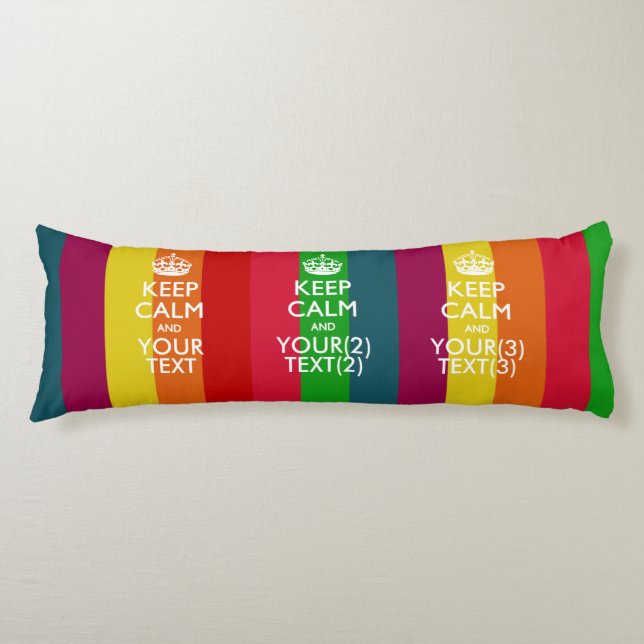 Coussins Longs KEEP CALM personnalisé et votre texte pour Rainbow (Devant)