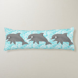 Coussins Longs Keiki Aquarelle Dauphin Vague Et Plaid Réversible
