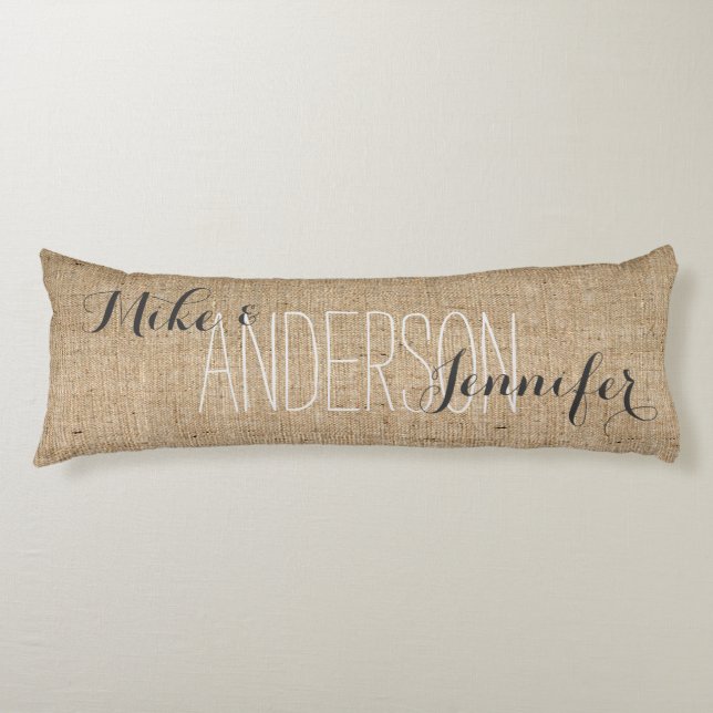Coussins Longs La toile de jute personnalisent le cadeau de date (Devant)