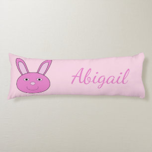 Coussins Longs Lapin rose mignon et féminin personnalisé pour Pâq
