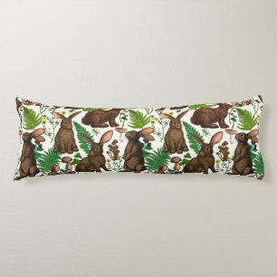 Coussins Longs Lapins et flore boisée 4