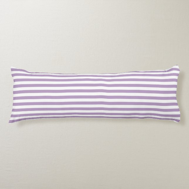 Coussins Longs Lavande, rayures violettes et blanches (Devant)