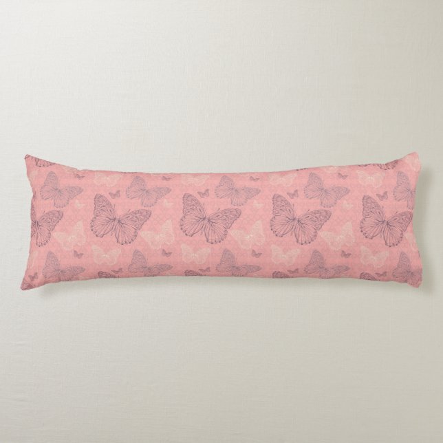 Coussins Longs Le rose de papillon (Devant)