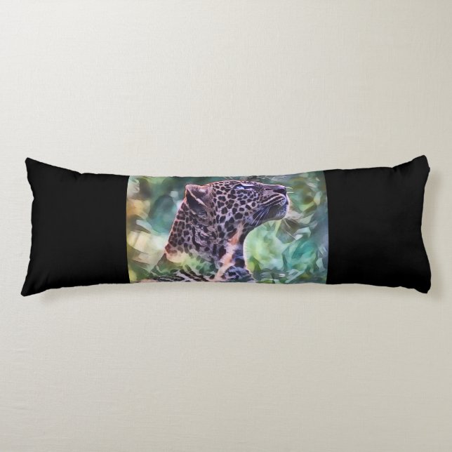 Coussins Longs Leopard Dans Une Jungle Lumière (Devant)