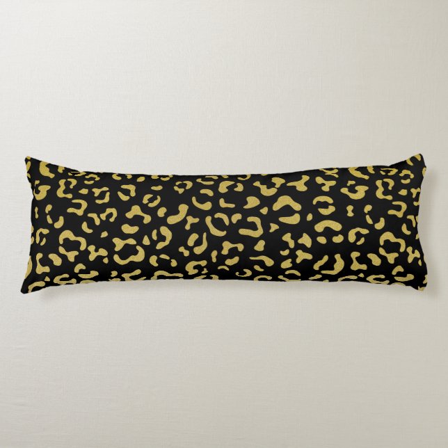 Coussins Longs Leopard d'or, Parties scintillant d'or, Motif de l (Devant)