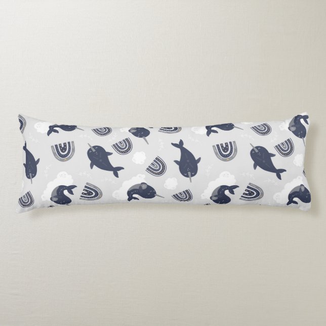 Coussins Longs Les Narwhals Aquatiques Boho Sous La Salle Des Gar (Devant)