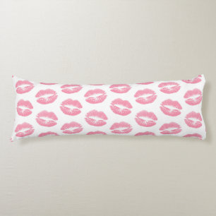 Coussins Longs Lèvres roses, motif de lèvres, rouge à lèvres rose