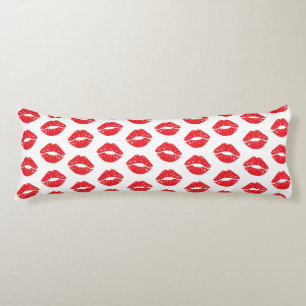 Coussins Longs Lèvres Rouges, Rouge À Lèvres, Baiser, Motif Des L