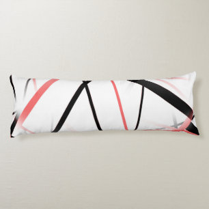 Coussins Longs Ligne Moderne Géométrie Froide Blanc Rose Noir-Ros