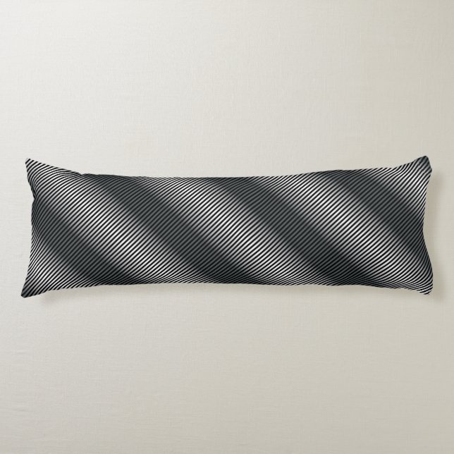 Coussins Longs Lignes de gris noir et blanc ultra minces (Devant)