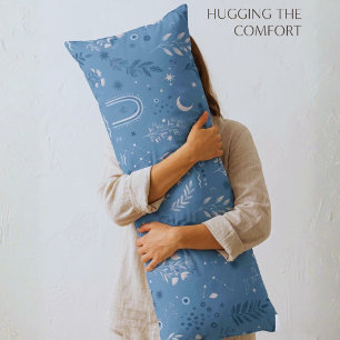 Coussins Longs Linge de lit Boho Céleste Botanique Bleu Poussiére