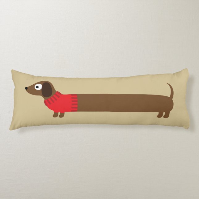 Coussins Longs Longue illustration mignonne de teckel (Devant)
