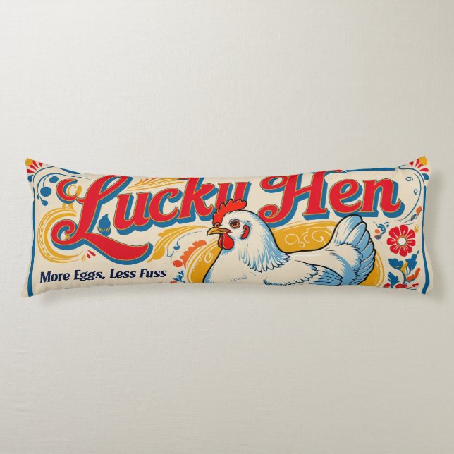 Coussins Longs Lucky Hen Retro Feed Conception du sac (Devant)