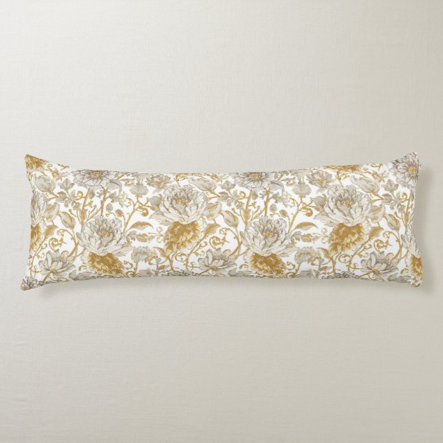 Coussins Longs Luxury,The Beauty of Blooming Gold Flowers Pattern (Devant)