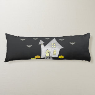 Coussins Longs Maison d'Halloween, Chats noirs, Chats, Chauves-so