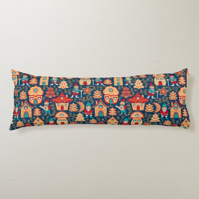 Coussins Longs Maisons et Gnomes nordiques en gros | Scandinave (Devant)